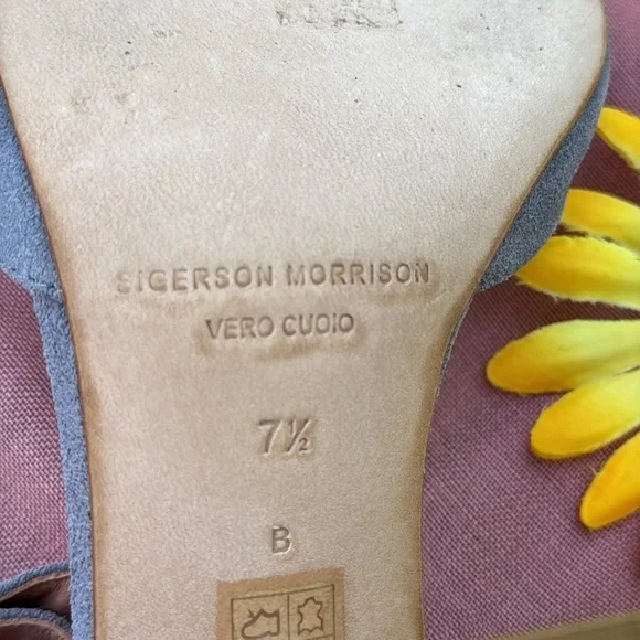 🩷 Sigerson Morrison; Paulina Slate Blue Suede Ankle Wrap Cork Sandals; Sz. 7.5! - Picture 10 of 12